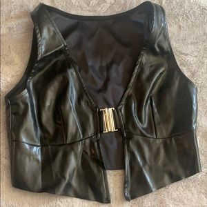 Faux leather crop top